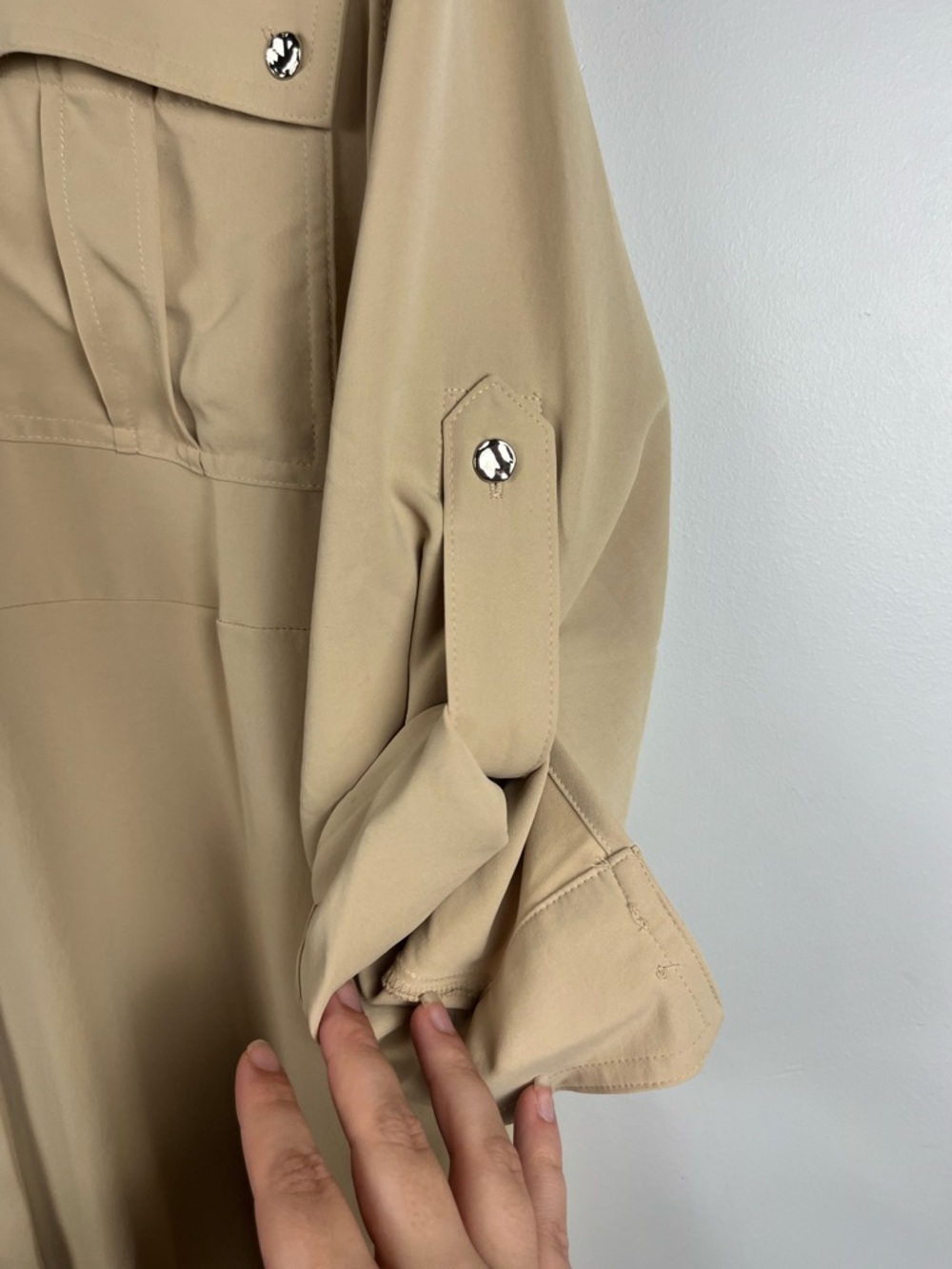 New Chicos Petite Twill Belted Midi Shirtdress MISSING BELT SIZE 12 petite - Picture 4 of 12